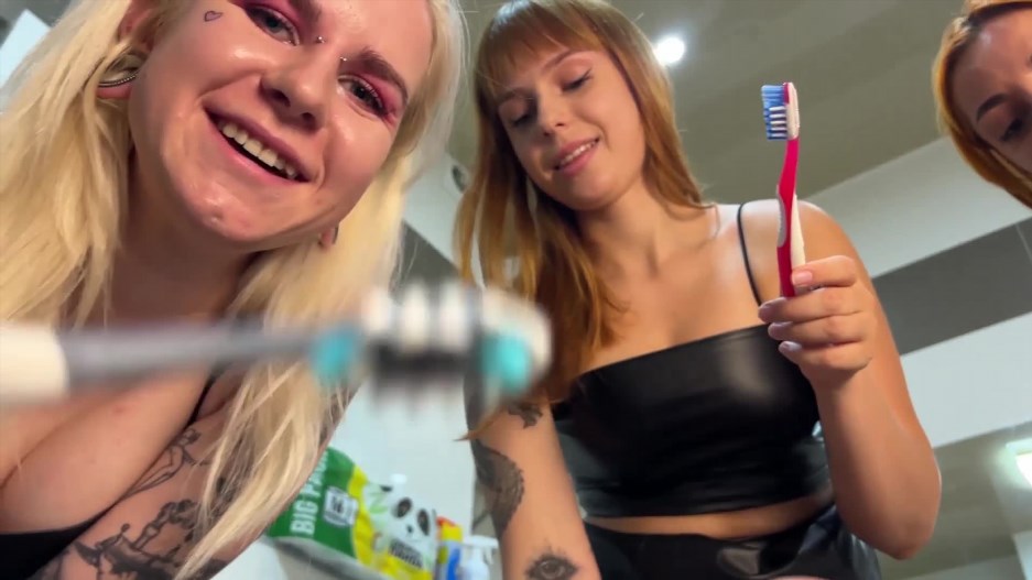 PPFemdom – POV Brush Your Teeth With the Toothbrush That Was in the Asses and Pussies of the Three Mistresses